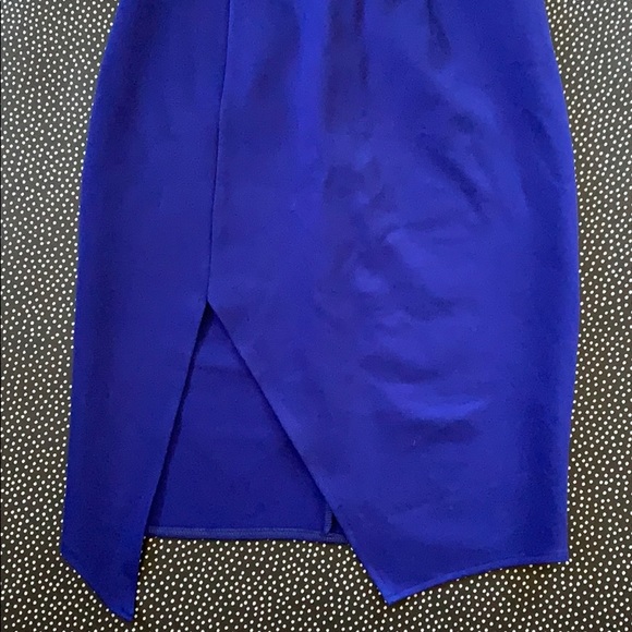 Strapless navy blue bodycon dress with high slit - Picture 3 of 5